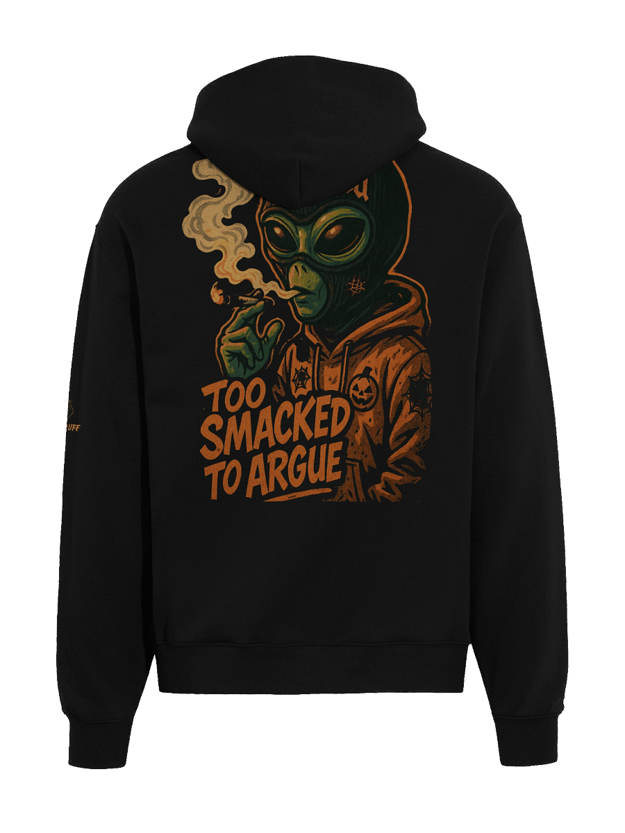 Too Smacked to Argue – Orange Alien in Ski Mask Oversized Unisex Hoodie product image (17)