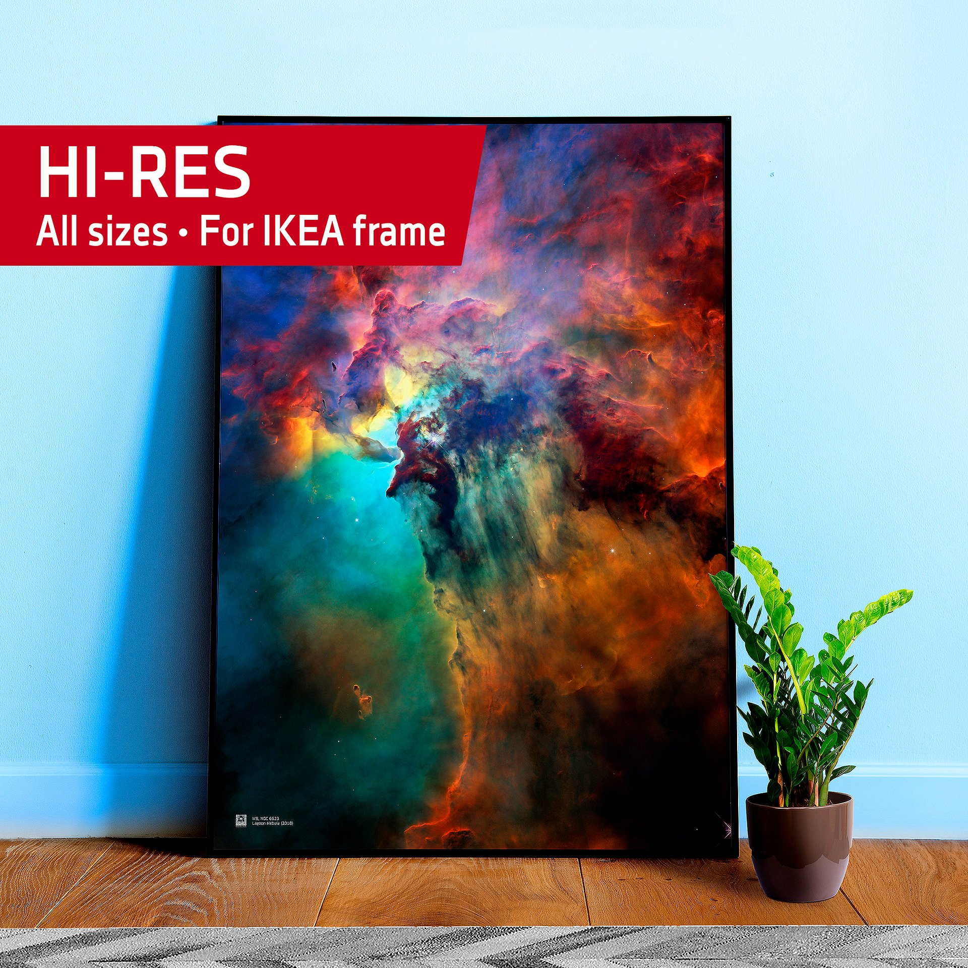 Lagoon Nebula (2018), M8, NGC 6523, NASA Hubble Space Telescope — Hi-Res Space poster, science poster, space photo product image (1)