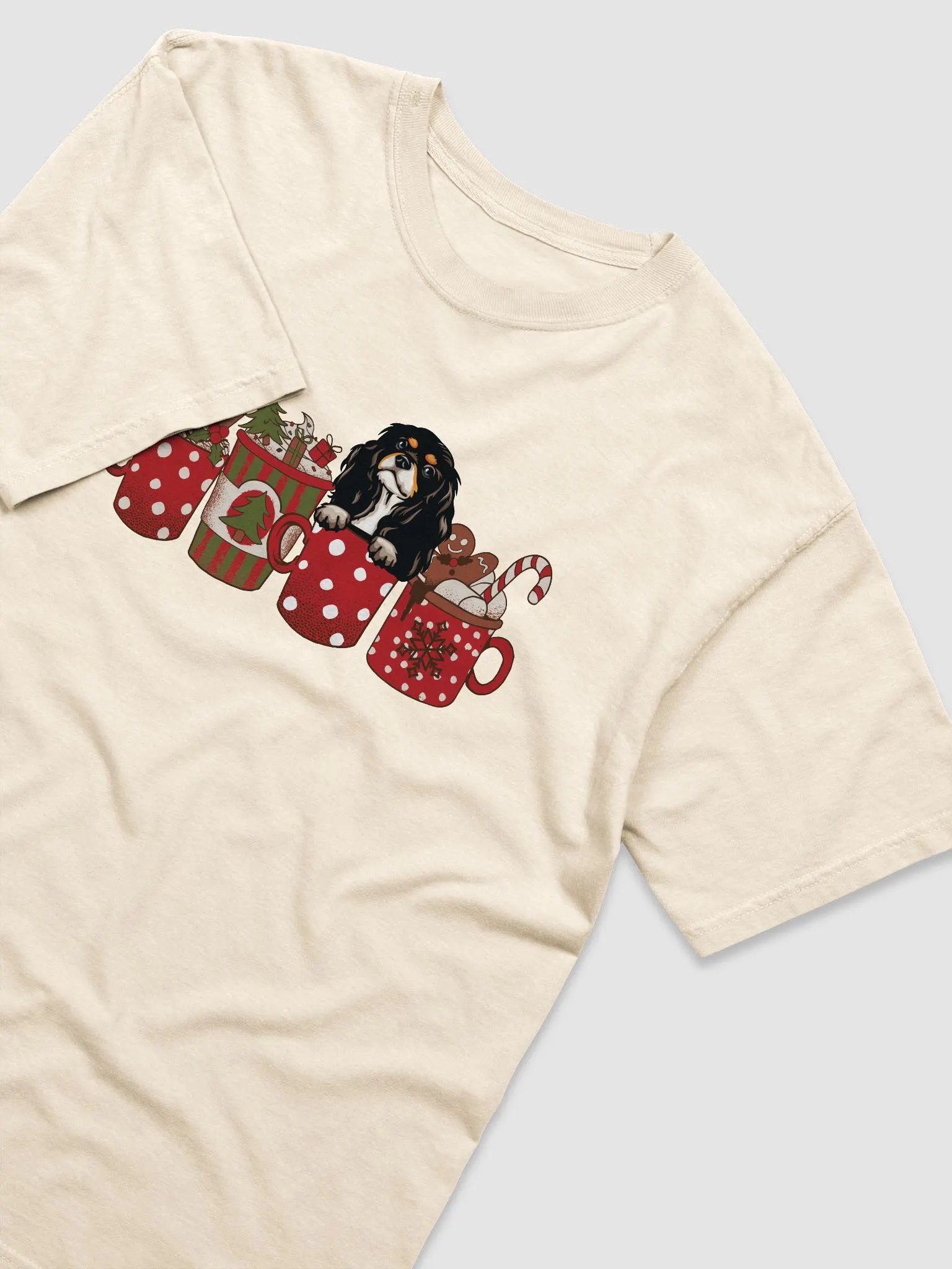 Cute Cavalier King Charles Spaniel(Tricolor) in a Christmas Cup T-Shirt | Funny Christmas Pup in a Cup product image (16)