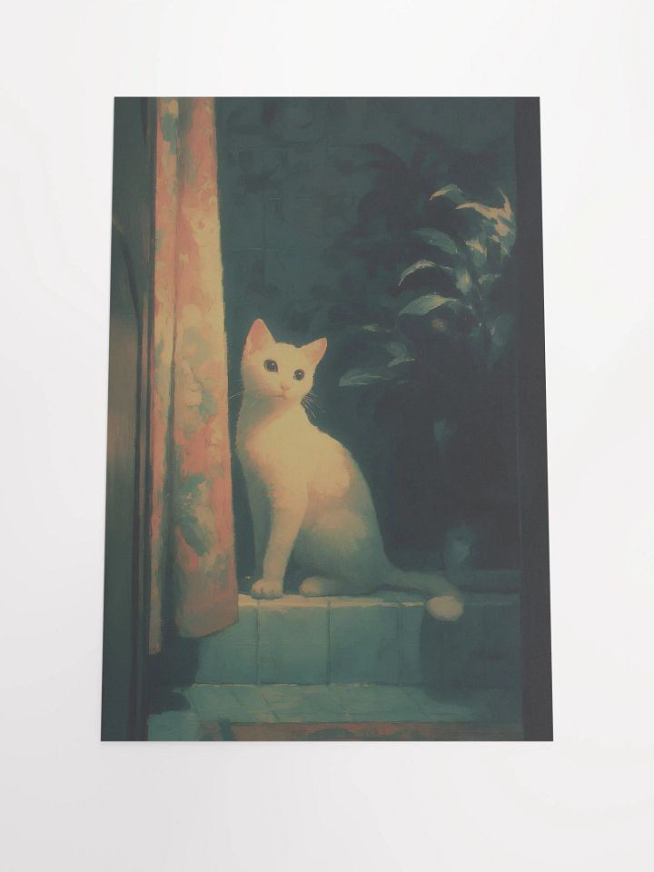 Serene White Cat Matte Poster product image (2)