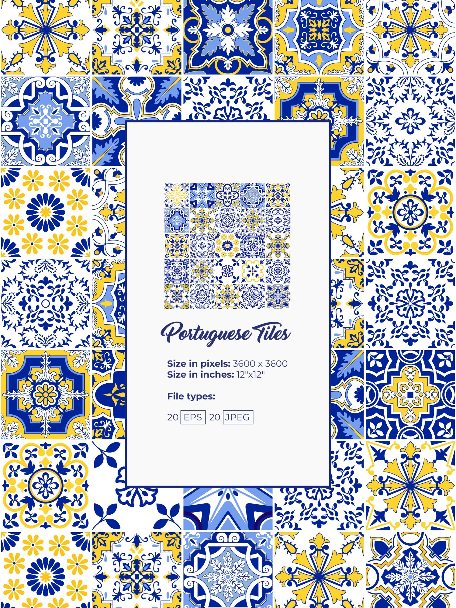 Portuguese Tiles Digital Papers Vector Bundle SET3 product image (6)