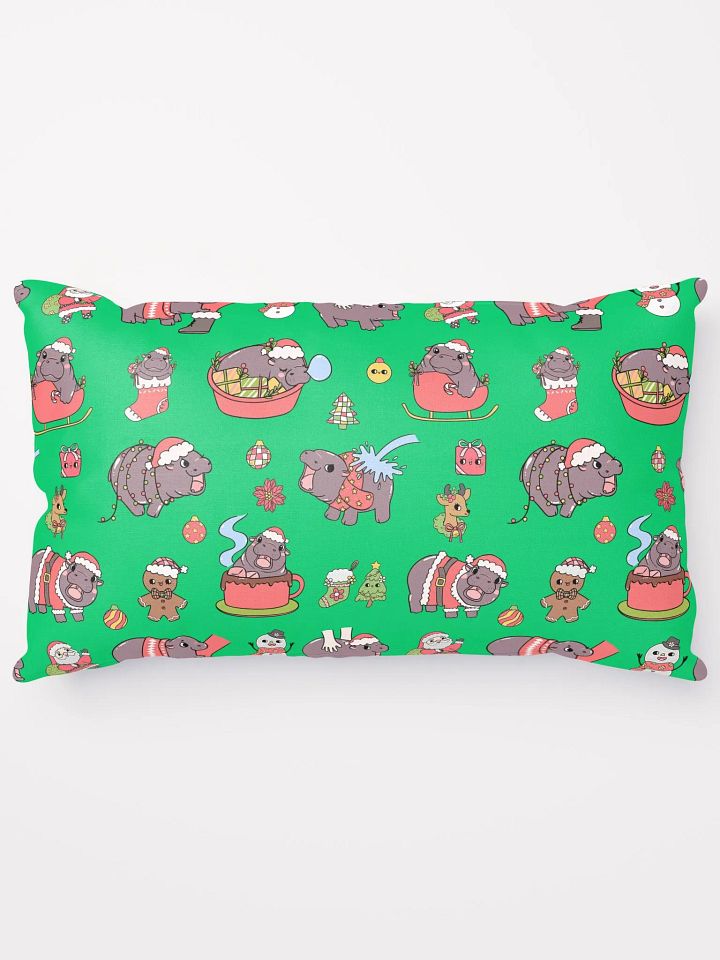 MOODENG'S GREEN CHRISTMAS PILLOW! product image (1)