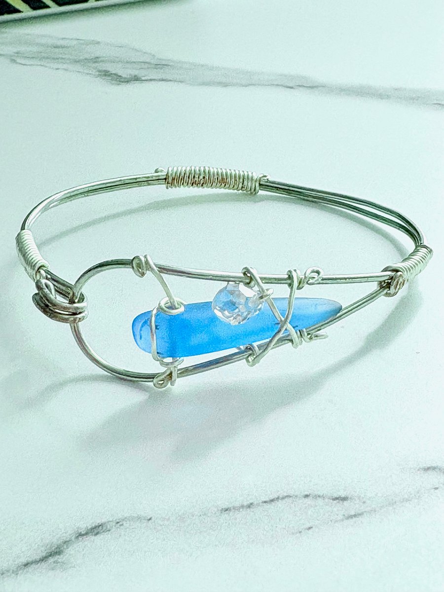 Handmade 7.5" Wire Wrapped Bracelet | Coastal Charm Jewelry by Monique Faella Designs™ | MFD-00171 product image (1)