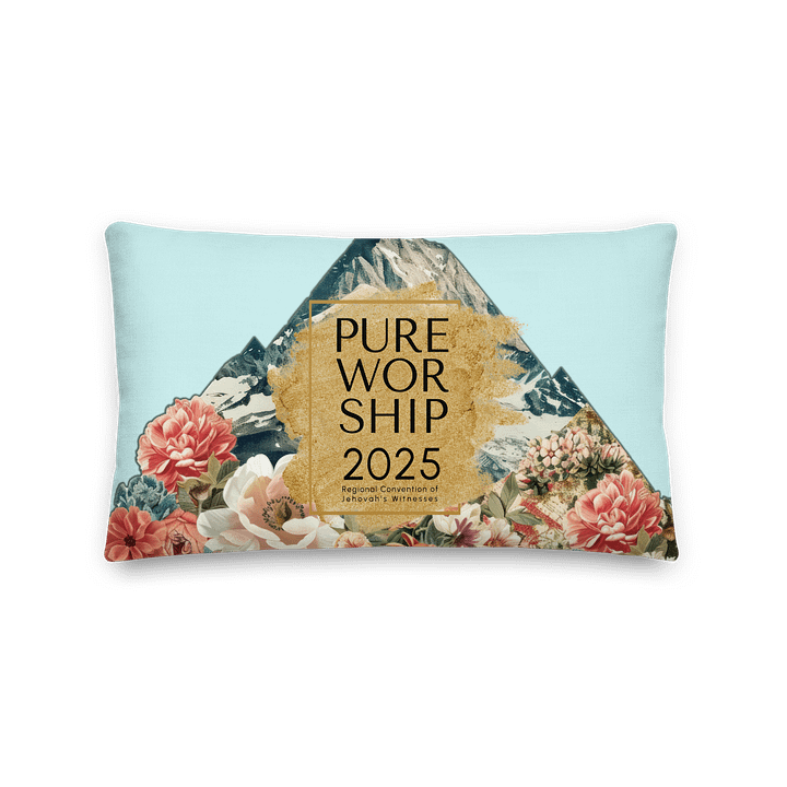 2025 "Pure Worship" Floral Mountain Sky Blue Pillow product image (1)