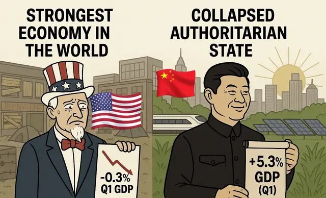 America: the “strongest economy” that can’t keep the lights on, fix a pothole, or stop a mass shooting. Meanwhile, the “collapsed authoritarian state” is building high-speed rail, solar cities, and growing at 5.3%. Who’s really collapsing? #AmericanDecline #ChinaRising #usvschina #GDPRealityCheck #BRICS #EndOfEmpire #ManufacturedCrisis #CollapseOfTheWest #NewWorldOrder #unclesamistired #china 