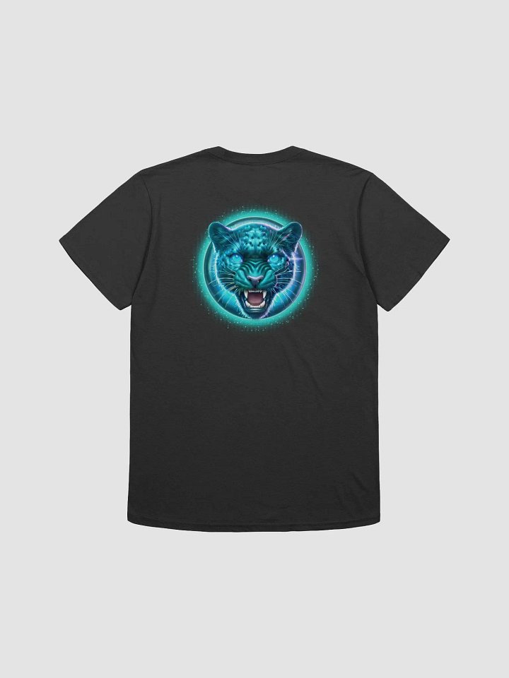 Turquoise Diamond Black Jaguar Badge Design (Unisex Black T-Shirt) product image (2)