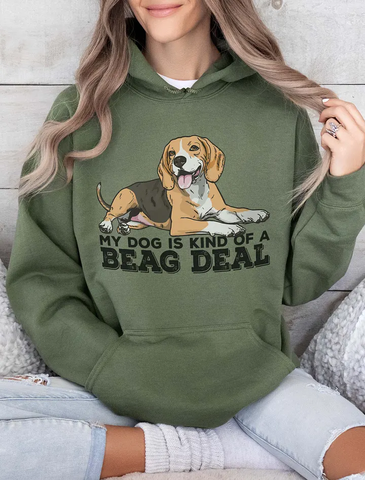 Beag Deal Hooded Sweatshirt of a Beagle (Tricolor) | Funny Hoodie for Beagle Paw-rents product image (10)