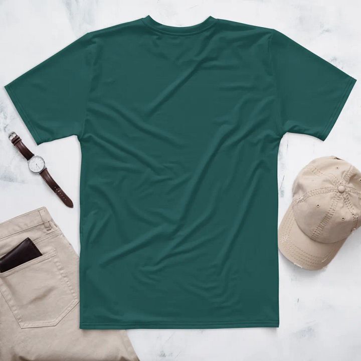 Plain Teal Green Soft Summer Men's Crewneck Polyester Heavyweight Premium T-Shirt by Treasure Pie product image (2)