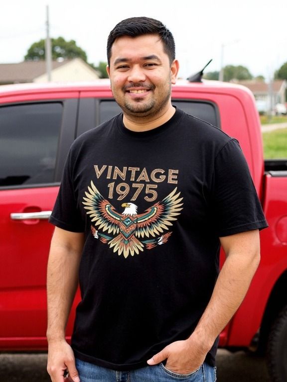 Vintage 1975 Honor Indigenous Eagle Spirit Birthday T-Shirt product image (1)