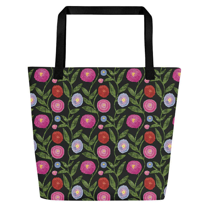 English Daisies | Cheerful Wildflower Pattern on Black | Tote Bag by Monique Faella Designs™ product image (1)