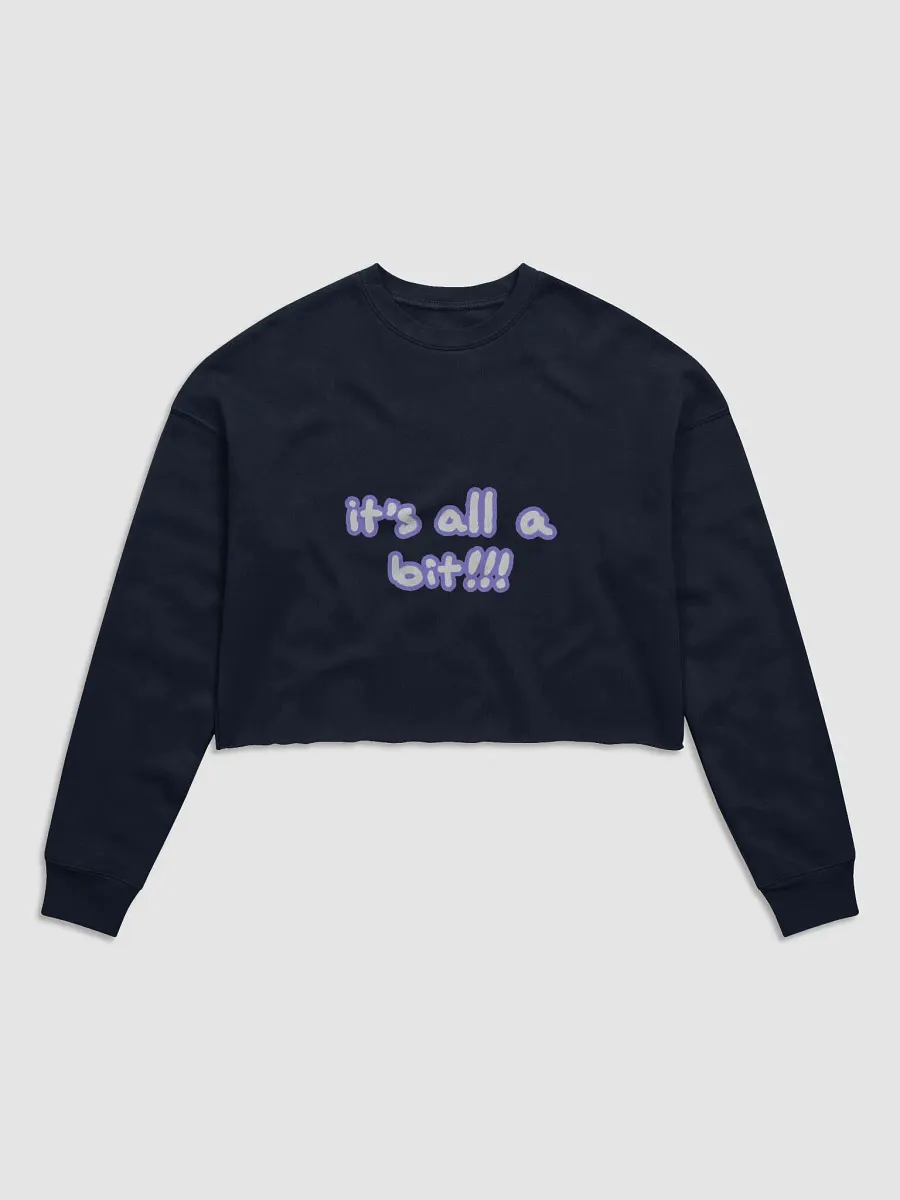 “It’s all a bit!!!” (sm. lined design, #9081ED) Women's Fleece Crop Sweatshirt product image (34)