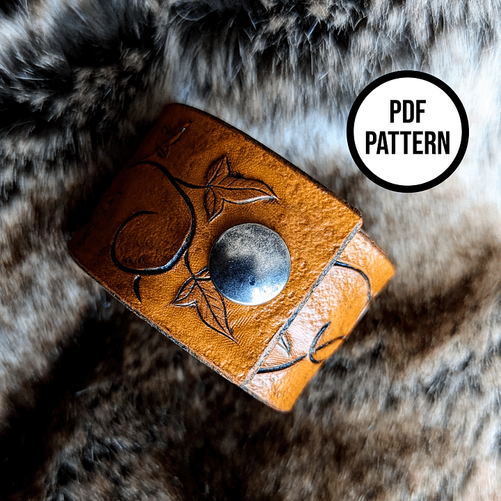 Leather Cuff with Mallorn Leaves - PDF Pattern for Leatherwork product image (2)