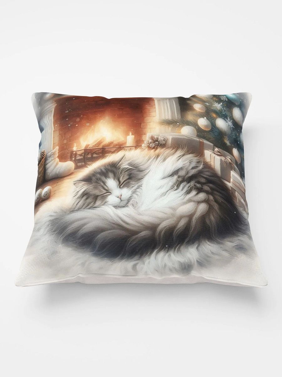 Christmas Cat by the Fireplace Pillow product image (3)