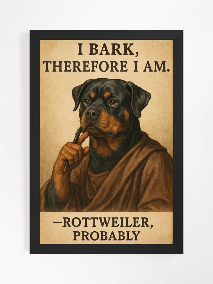 I Bark, Therefore I Am. Rottweiler Ayous Wood Framed Poster product image (1)
