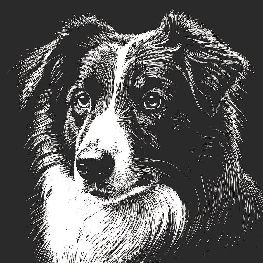 Australian Shepherd Pencil Sketch-24x24x300 product image (1)
