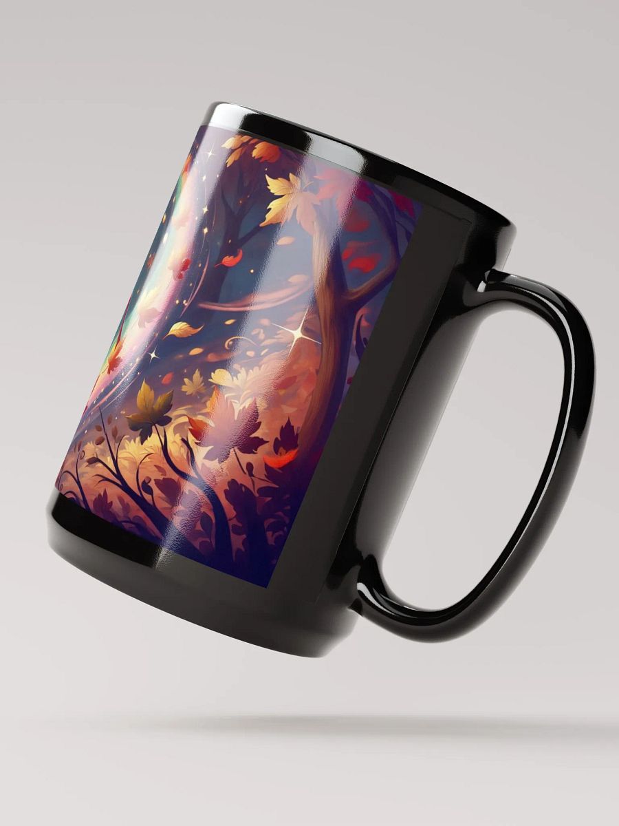 Magical Forest Deer Coffee Cup - 15 oz Glossy Black Mug product image (3)