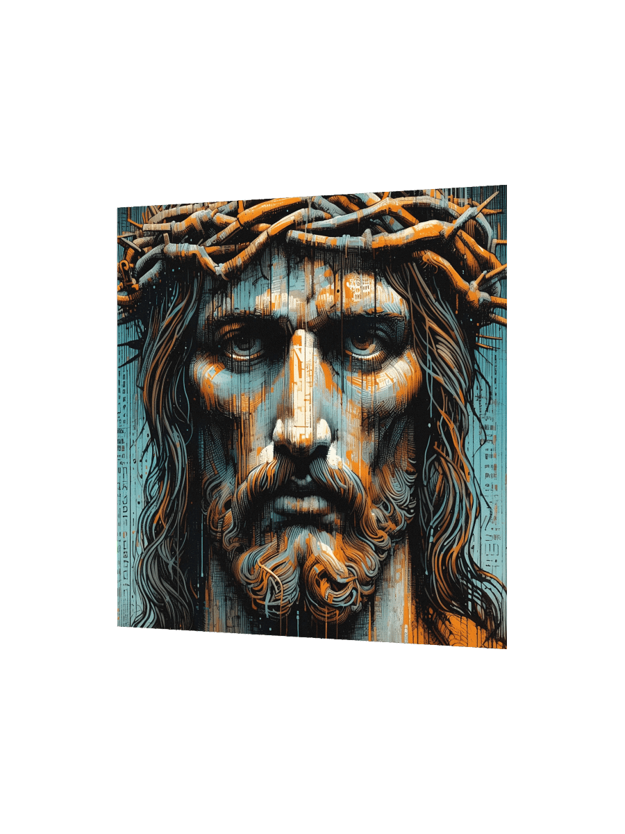 Jesus Christ Crown of Thorns Wall Art | Modern Christ Art Canvas Print for Home & Church Decor product image (6)