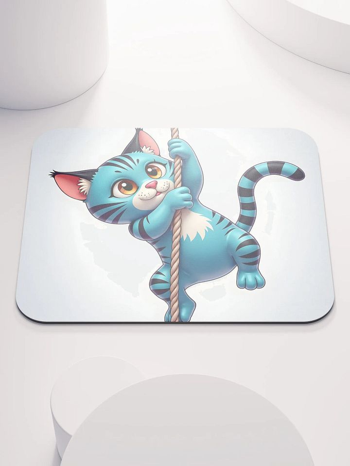 "Brave Climb" – Adorable Cat Climbing Rope Mouse Pad POD Design product image (1)