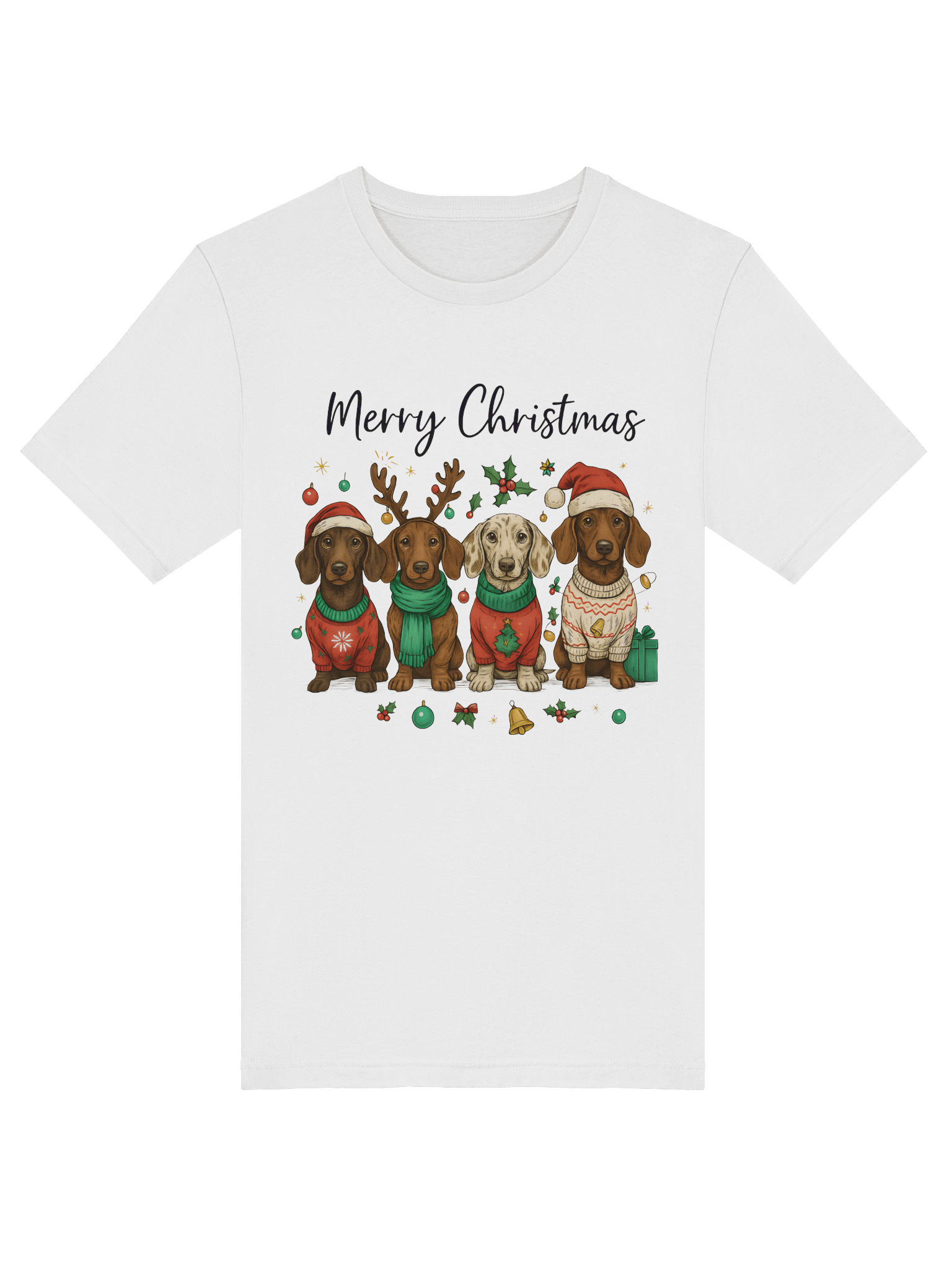 Merry Christmas Dachshund Sweater T-Shirt – Cozy Holiday Dog Illustration product image (6)
