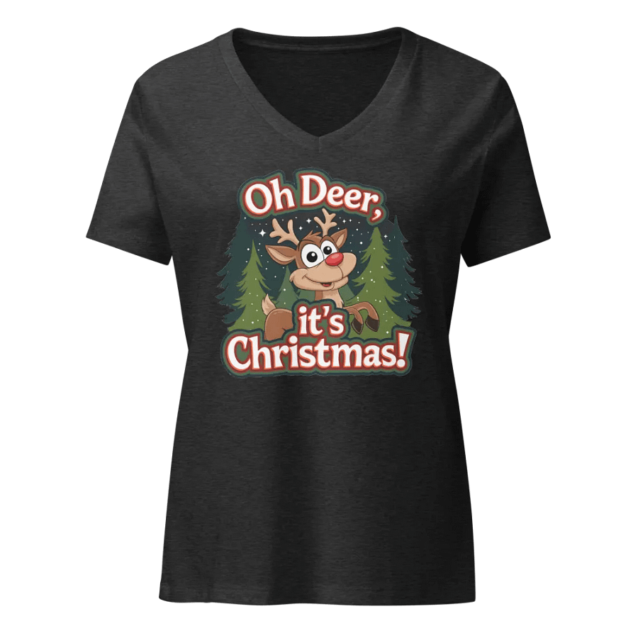 Festive Reindeer Christmas V-Neck Tee product image (3)