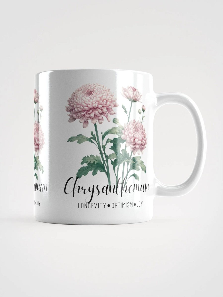 Chrysanthemum Ceramic White Mug: Longevity, Optimism, Joy November Birth Month Flower product image (3)