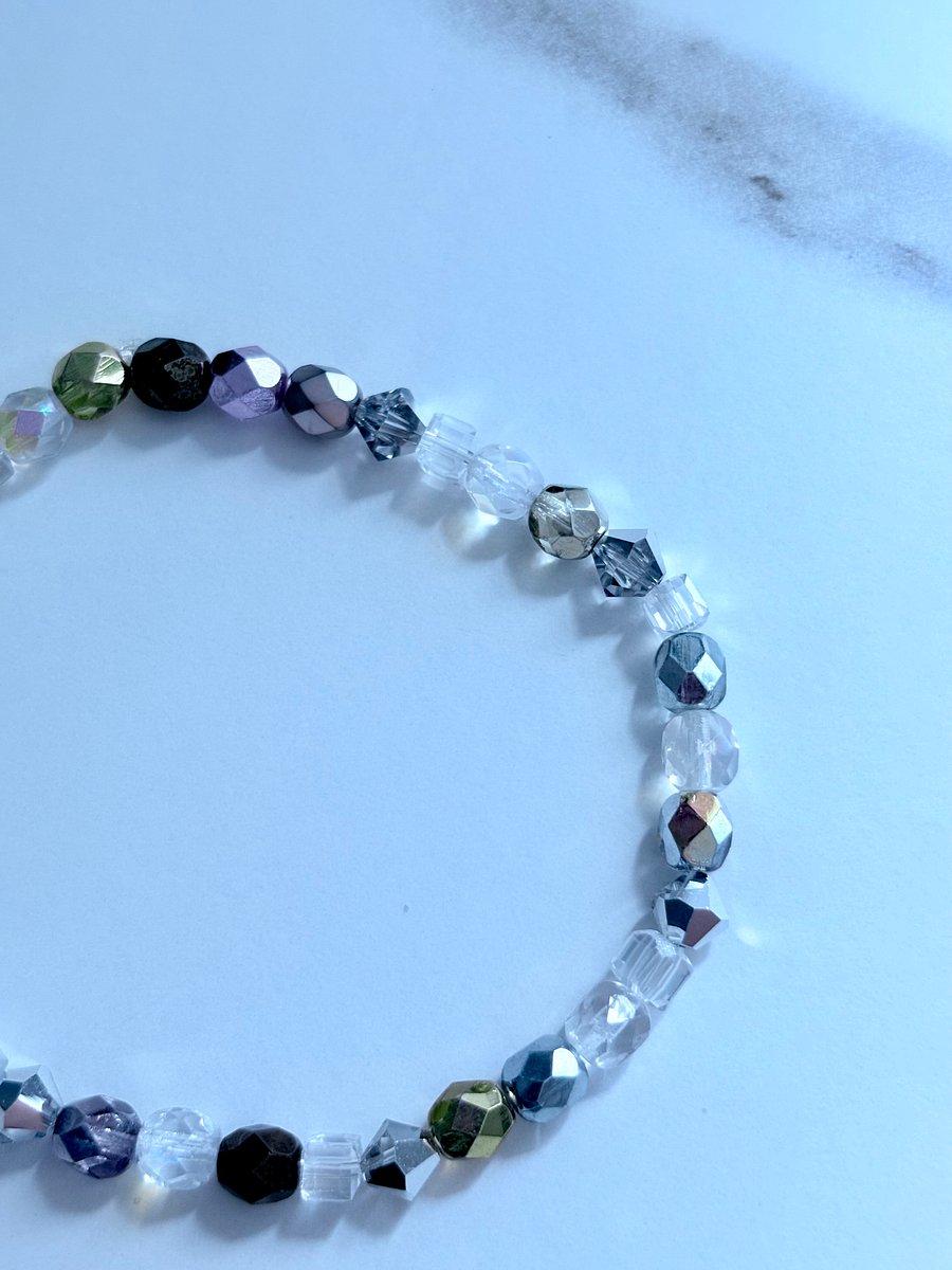 Handmade 8" Clear & Metallic Bead Stretch Bracelet | Coastal Charm Jewelry by Monique Faella Designs™ | MFD-00167 product image (2)