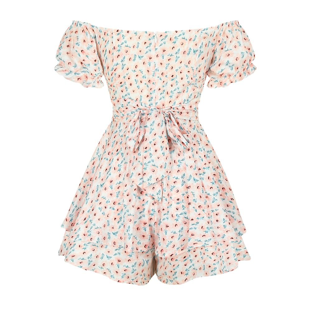 Women's Summer Short Sleeve Neck Pleated Floral Jumpsuit product image (1)