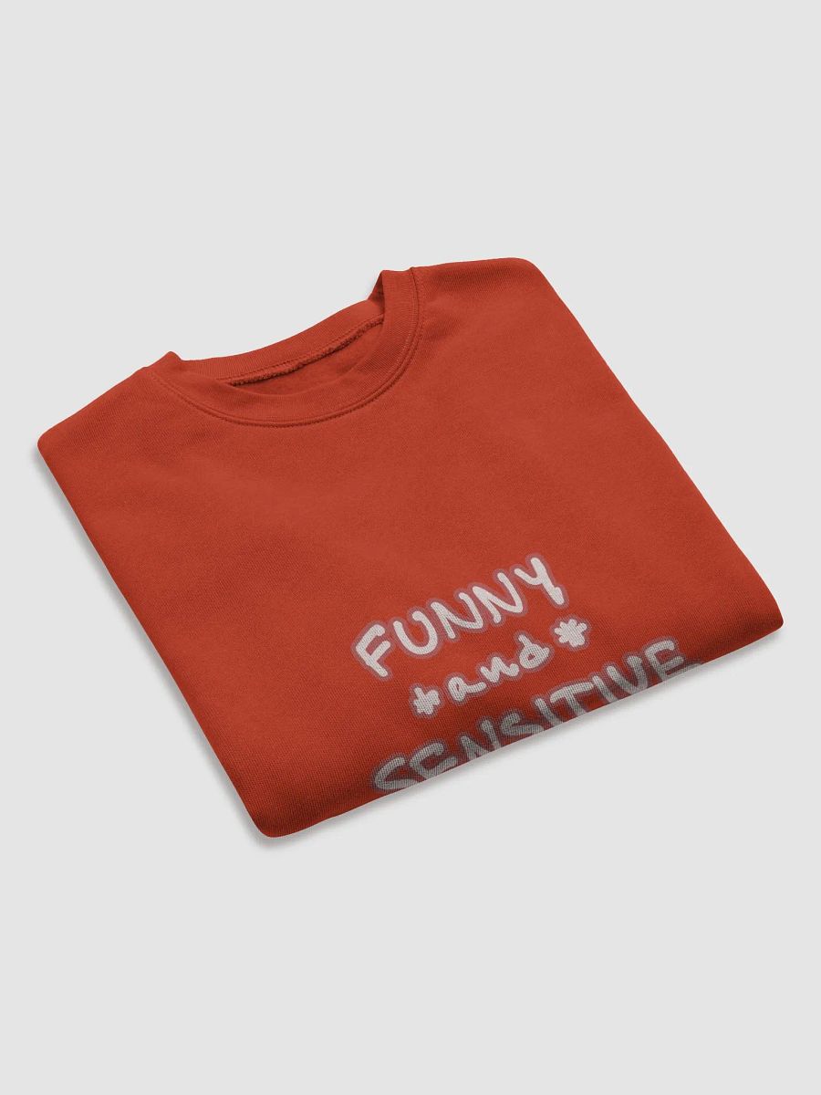 FUNNY *and* SENSITIVE (lined design, #CB5F5F) women’s fleece crop sweatshirt product image (15)
