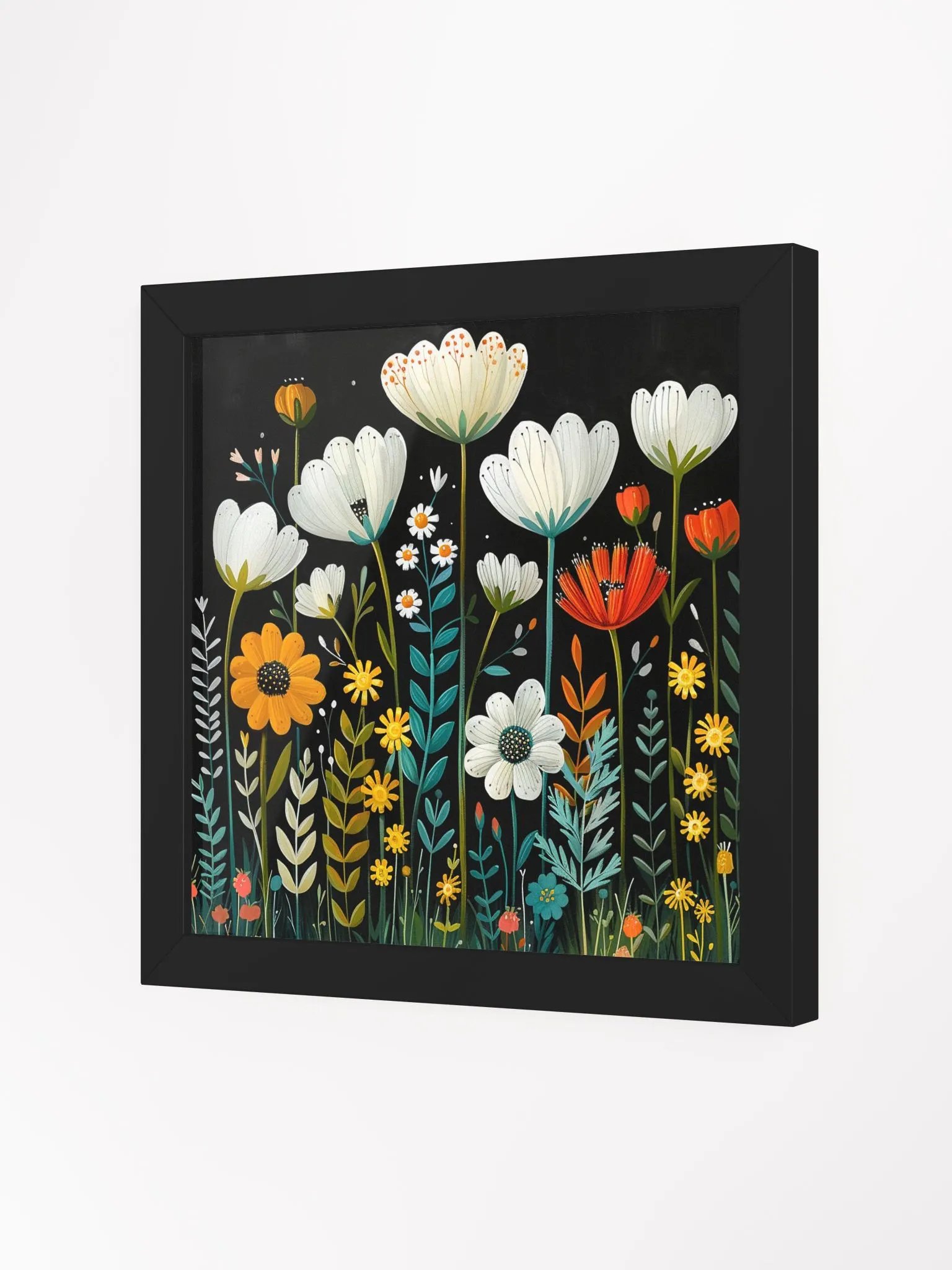 Colorful Spring Flowers Primitive Folk Wall Art product image (17)