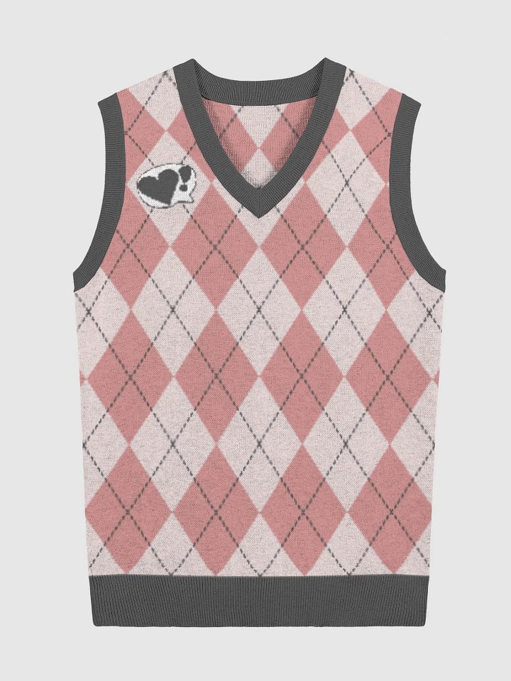 We Hoolin' <3 Pink Argyle Knitted Sweater Vest product image (3)