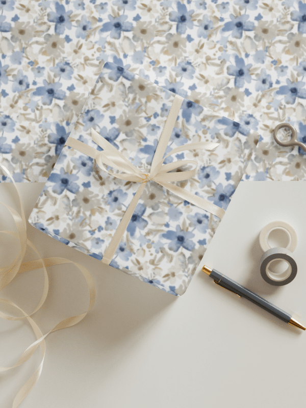 Blue Grey Flowers Paper product image (4)