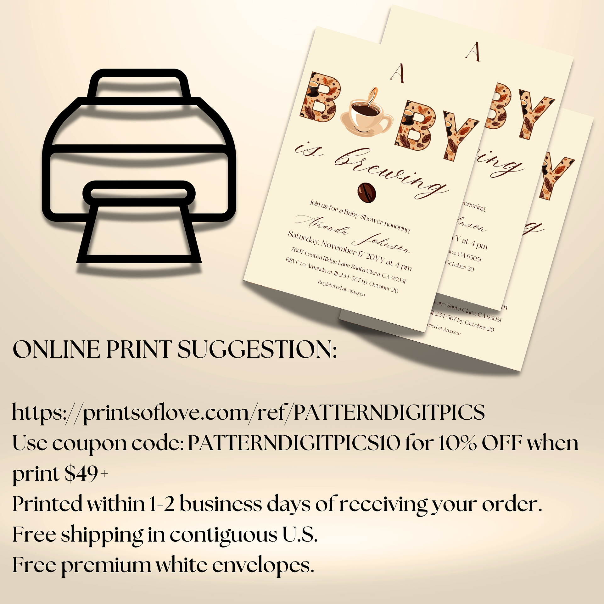 Coffee Baby Shower Invitation Template, Rustic A Baby is Brewing Baby Shower Invite, Coffee Bean Themed Brunch Idea, Digital Download Canva product image (10)