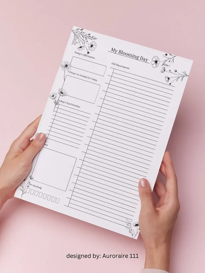 My Blooming Day - Printable Daily Planner | Digital Planner Page Download | Multiple Sizes Included product image (1)