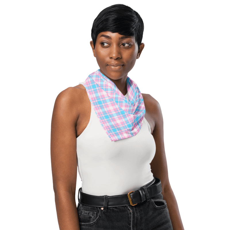 Baby Blue, Pink, and White Plaid Bandana product image (3)