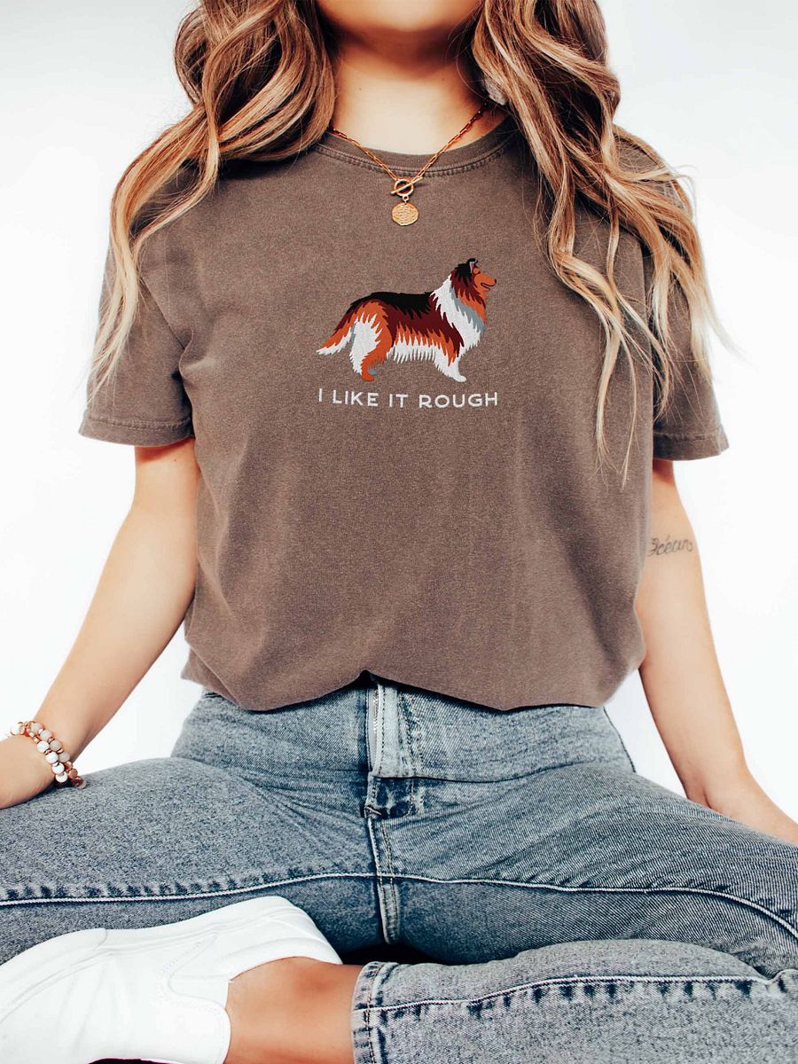 I Like It Rough T-Shirt(Embroidered) of a Rough Collie(Sable) product image (2)