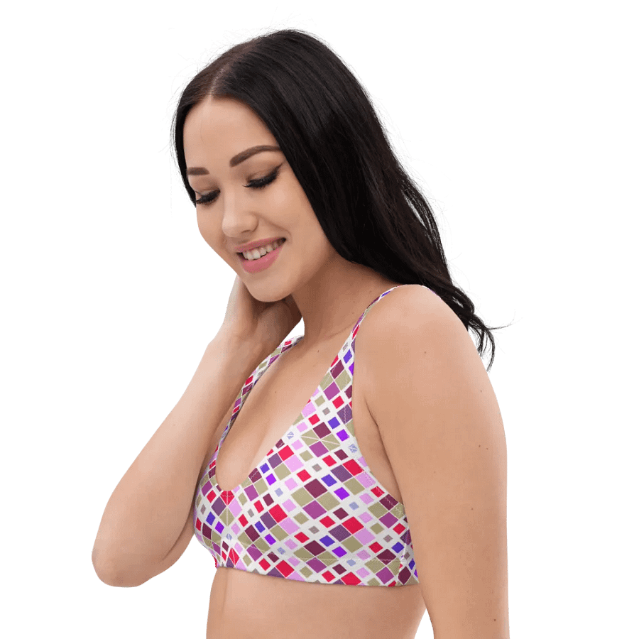 Colorful Square Pattern Design Padded Bikini Top - V2 product image (5)