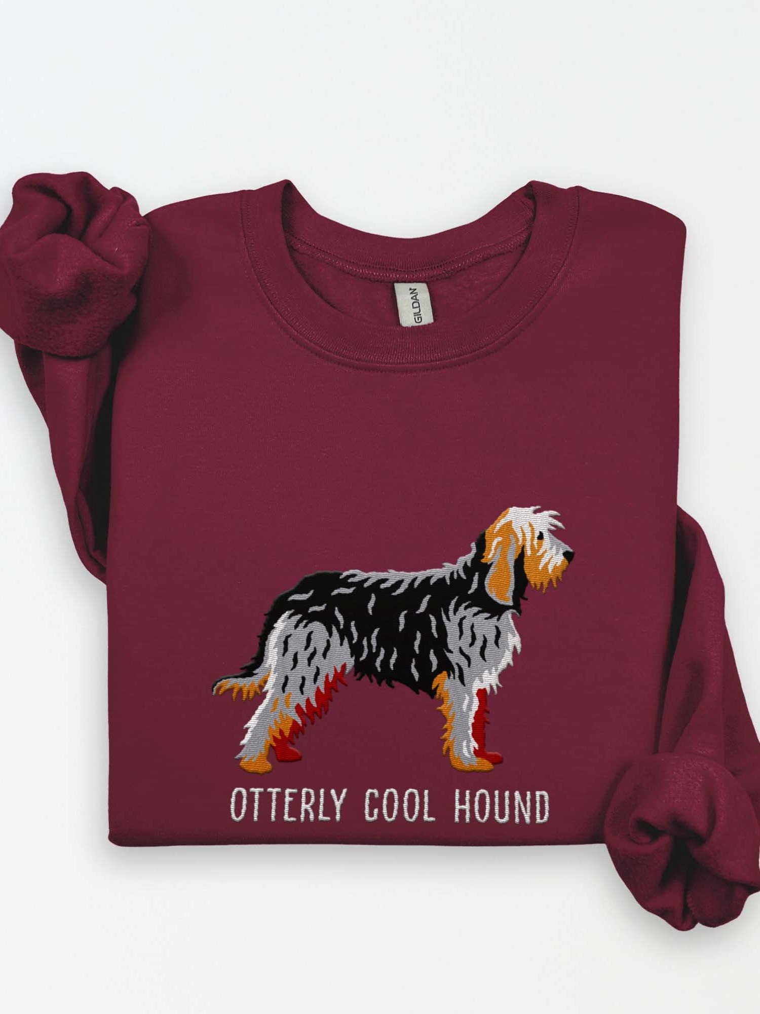 Otterly Cool Hound Sweatshirt (Embroidered) of an Otterhound(Gray) product image (1)