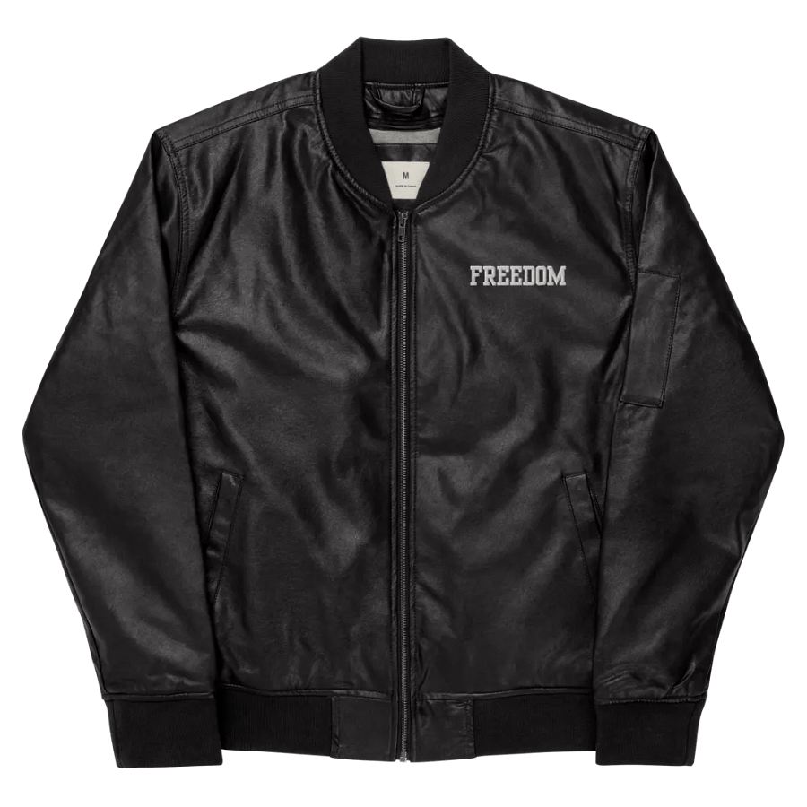Freedom Faux Leather Bomber Jacket product image (11)