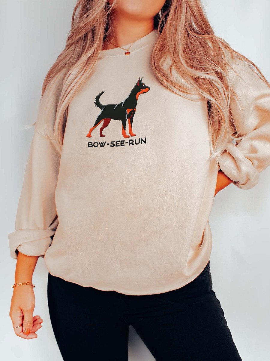 Bow-See-Run Sweatshirt (Embroidered) of a Beauceron(Black & Tan, Cropped Ears) product image (2)