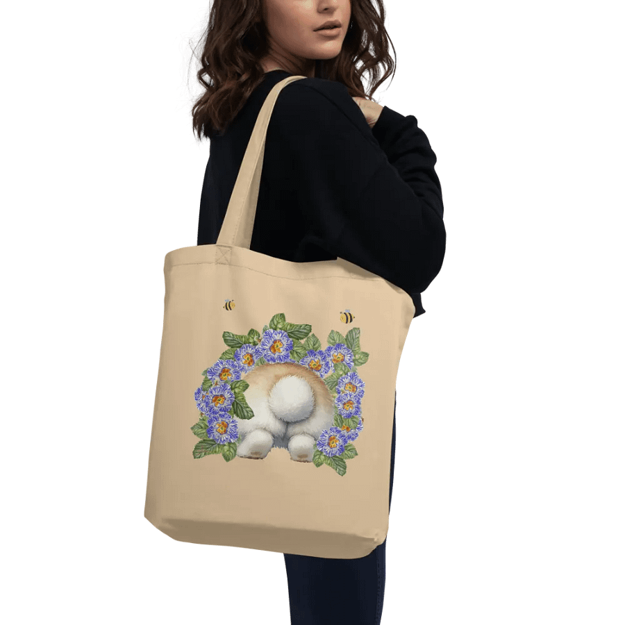 Garden Whispers: Bunny and the Primula Zebra Blues Organic Cotton Tote Bag - Eco-Friendly, Durable, Stylish product image (22)