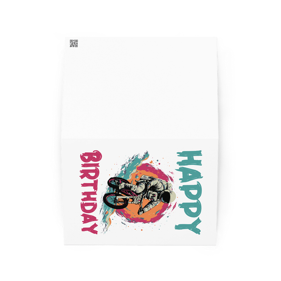Happy Birthday (Astronaut on a Bike) Birthday Card 5" x 7" product image (2)