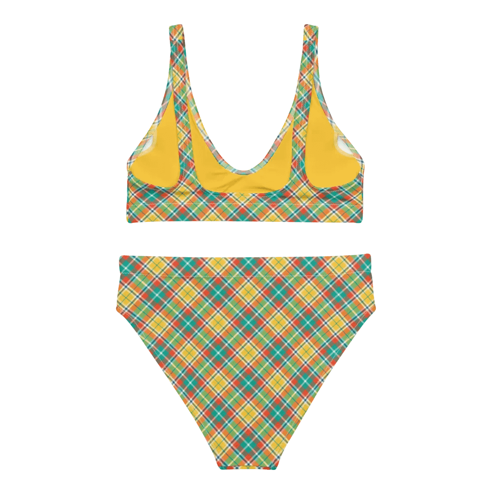 Yellow and Seafoam Green Plaid Bikini product image (4)