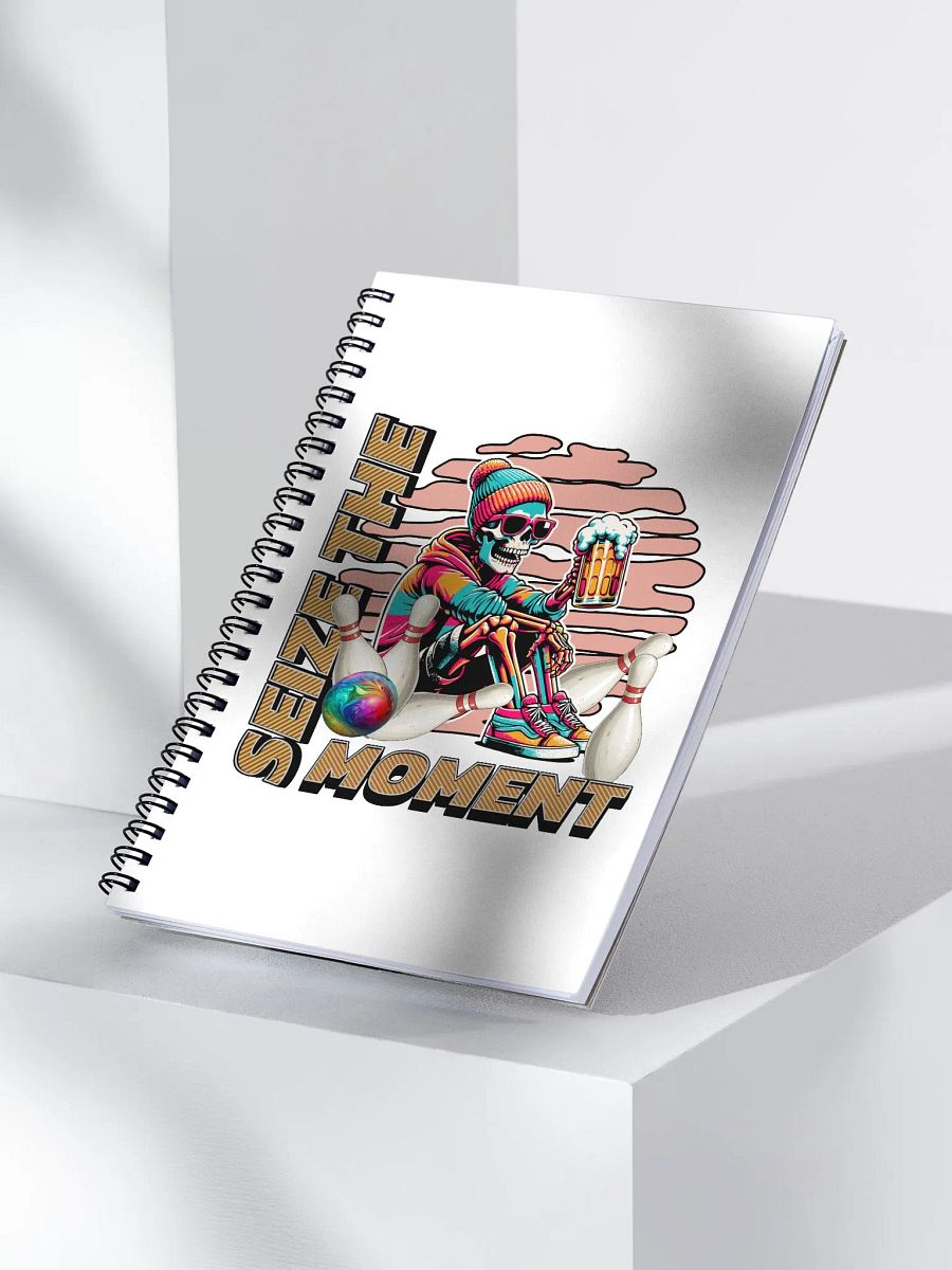 Seize the Moment Skeleton Beer Bowling Spiral Notebook product image (3)