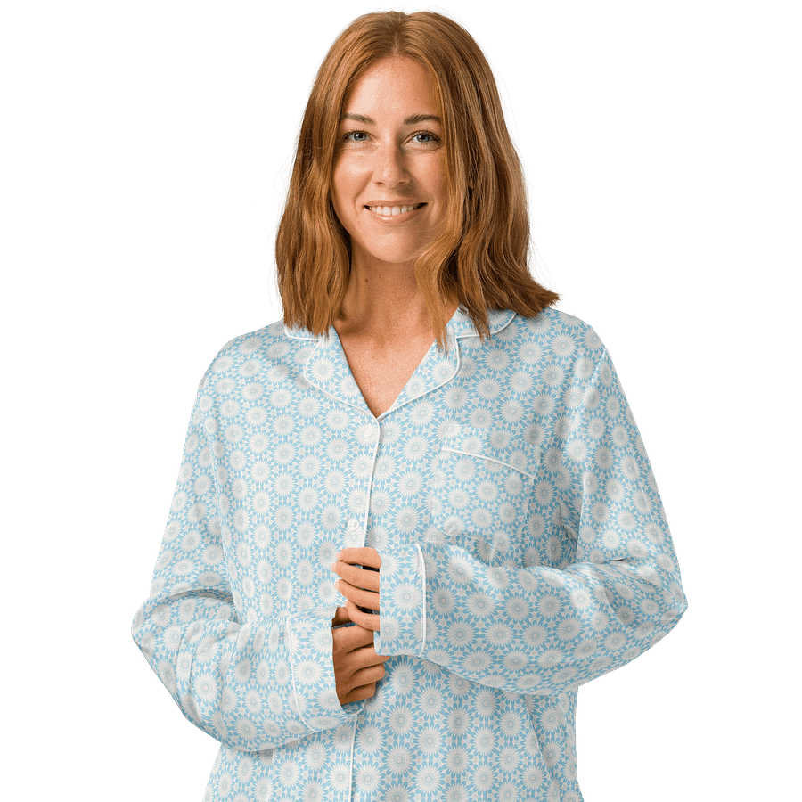 Daisies on a Light Blue Long Sleeve Pajama Top product image (2)