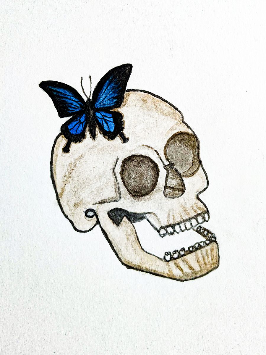 3" Skull With Butterfly Sticker product image (2)