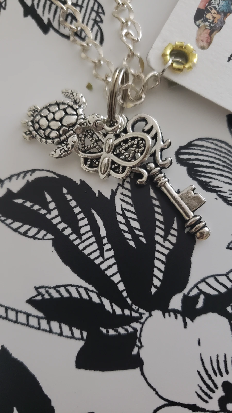 Handmade Chic Blooms Stylish Black and White Flower Gift Bag with Charms product image (2)