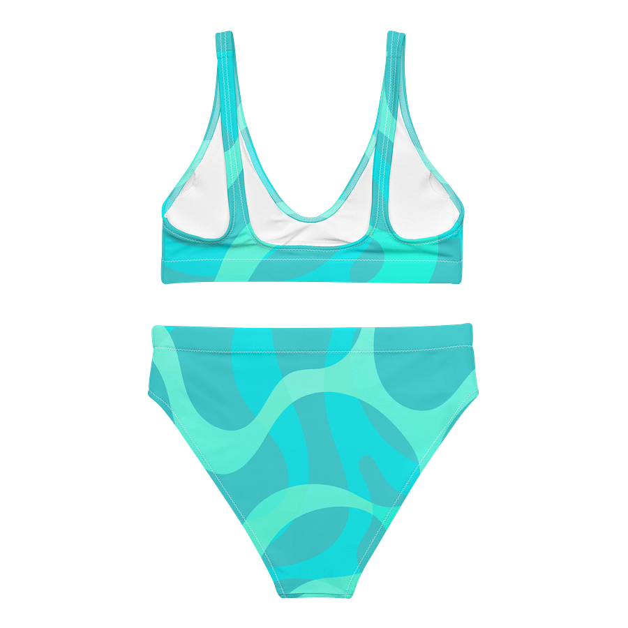 Abstract Water Print Turquoise High-Waisted Bikini product image (2)