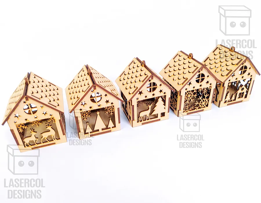 Christmas House Ornaments Bundle (Set 1-2-3-4) - Laser Cut Files product image (7)