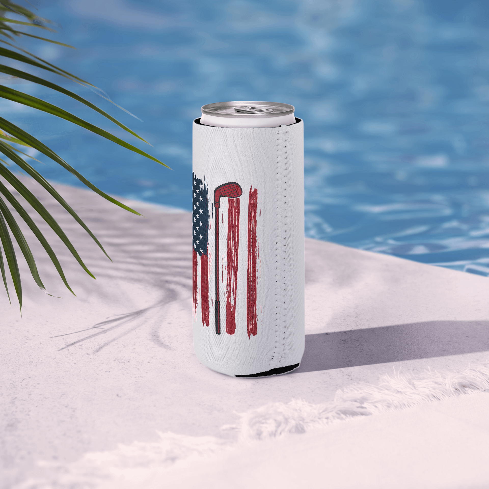 USA Flag Golfing Patriotic Can Cooler product image (6)
