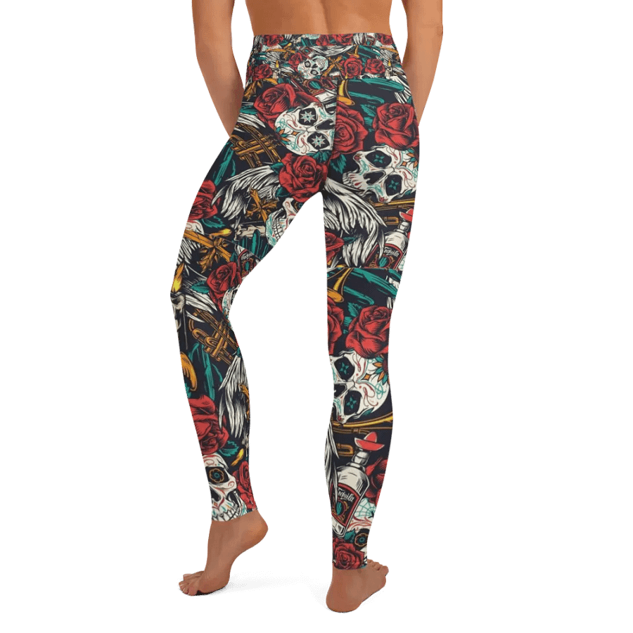 Yoga Pants – Skull and Roses Print for Edgy & Elegant Style product image (6)